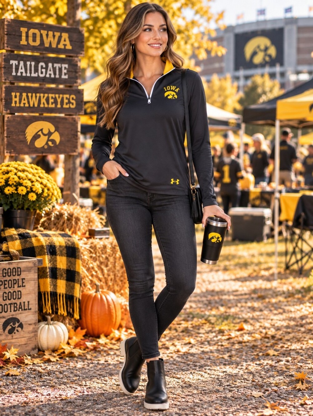 Under Armour Women’s Iowa Black & Gold Quarter-Zip Pullover‎